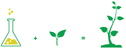 An image describing how the science behind MustGrow products can help bolster crop growth into strong, healthy crops.